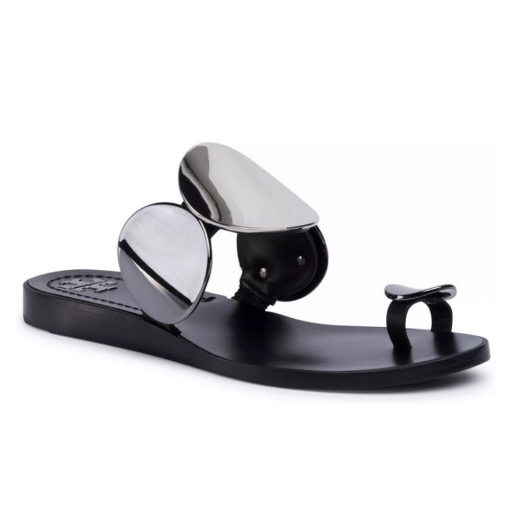 Tory Burch Black and Silver Sandals